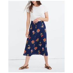 Madewell Silk Atrium Midi Skirt in Bird of Paradise Size 4